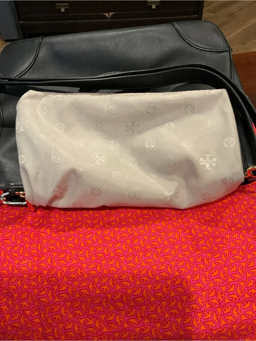 Tory Burch Black Leather Satchel with Gold Hardware